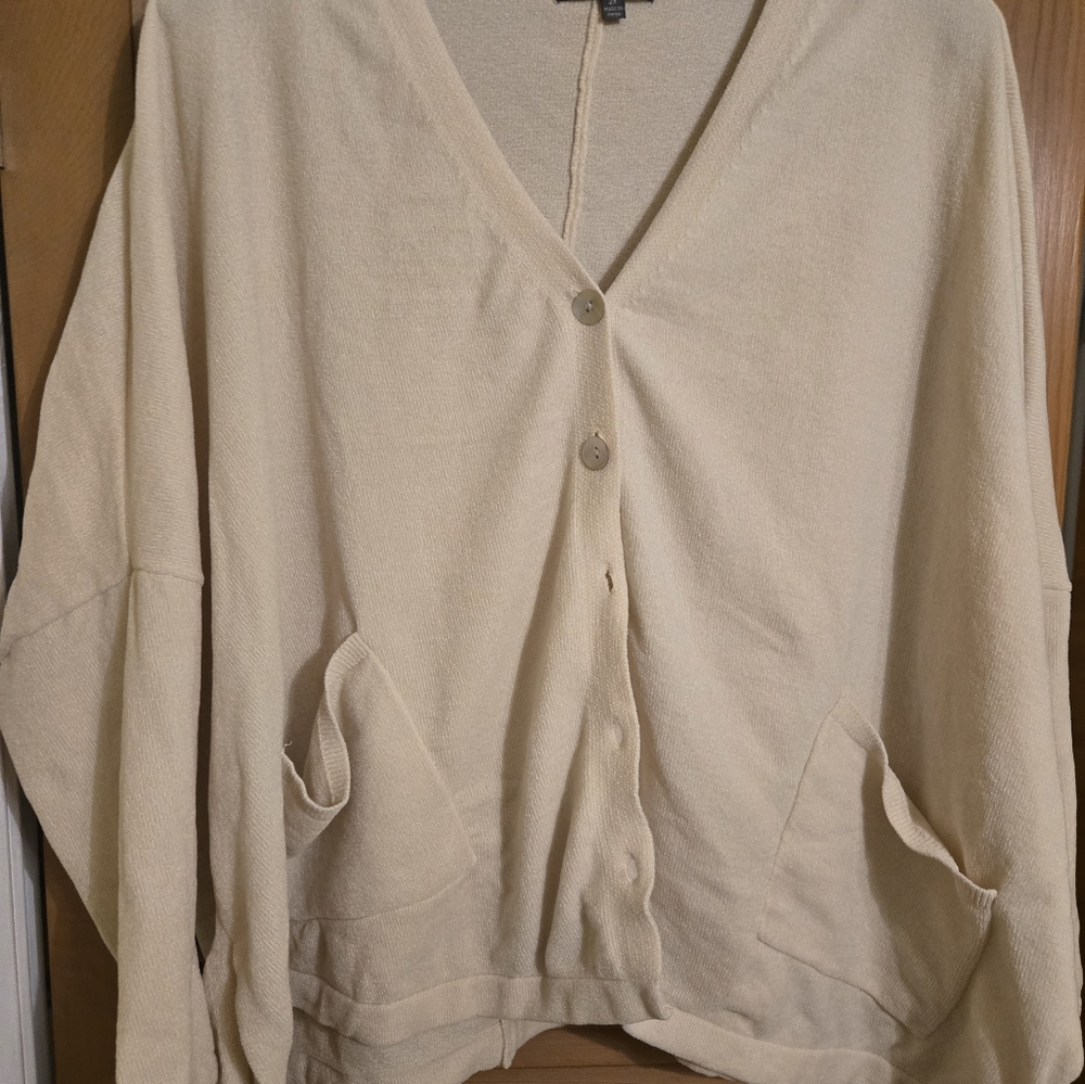 Barefoot Dreams Oversized Super Soft Button Cardigan, Light Cream Color
